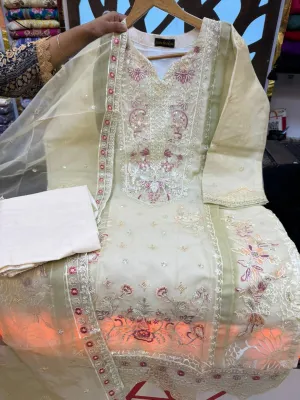 Premium Organza Party Dress – Embroidery & Sequence